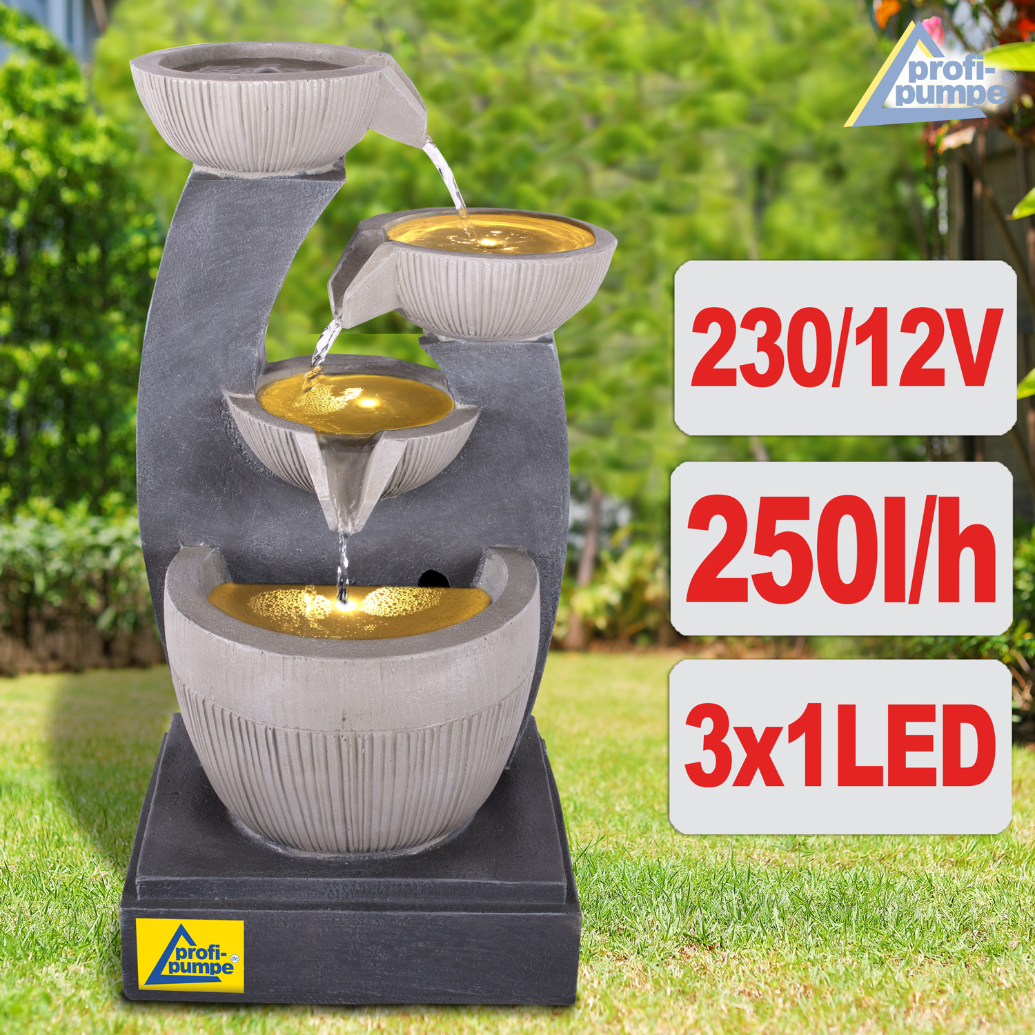 GARDEN FOUNTAIN ZEN FOUNTAIN ROOM FOUNTAIN SPRING CASCADE FOUNTAIN LED 230V - Picture 17 of 57