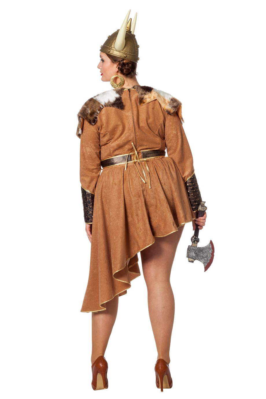 Wikingerin Kostüm Damenkostüme Damen Karneval Fasching Kleid Gürtel Braun - Bild 8 von 44