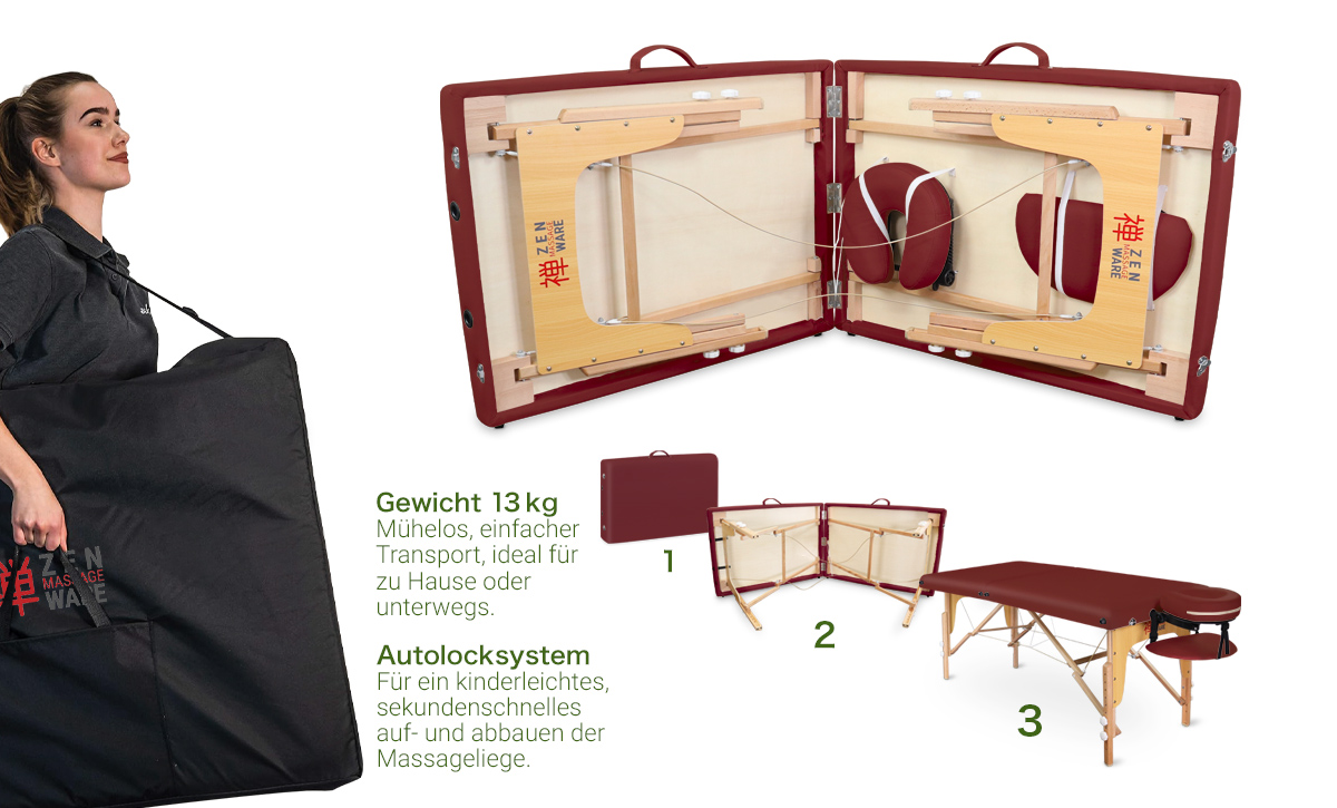 ZEN Massageliege Massagetisch Massagebank Therapieliege mobil klappbar